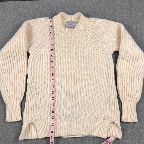 Everlane Cream 100% Wool Chunky Knit Crew Neck Sweater XXS Preppy Quiet Luxury - Picture 5 of 8